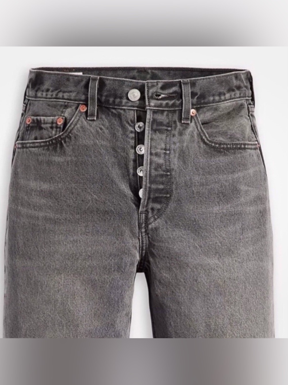 Levi's 501 ‘81 Women’s Front Button Straight Leg High Rise Tapered Charcoal Jean - Picture 4 of 12